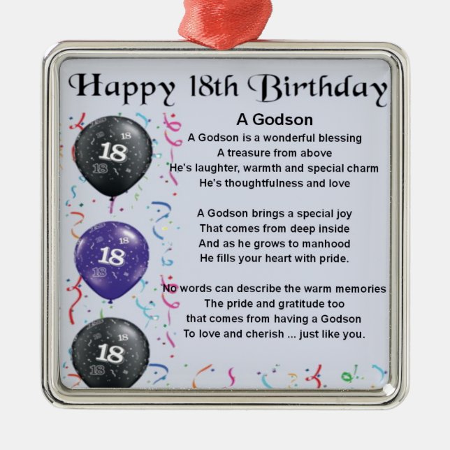 Godson poem - 18th Birthday Design Metal Ornament (Front)