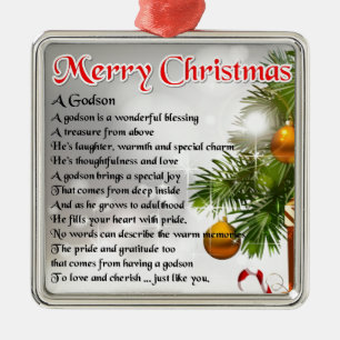 Godson poem - Christmas Design Metal Ornament
