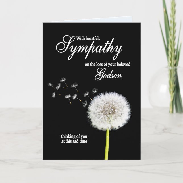 Godson Sympathy Dandelion Clock  Card (Front)