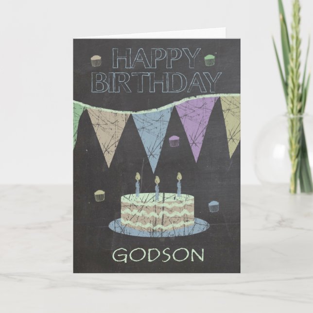 Godson Trendy Chalk Board Effect, Cake Card (Front)