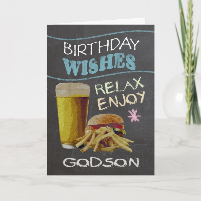 Godson Trendy Chalk Board Effect, With Beer Burger Card (Front)