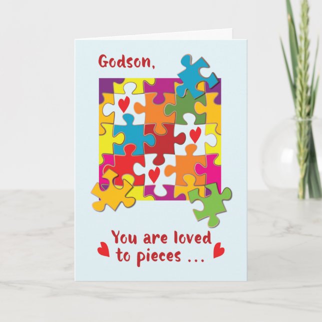 Godson Valentine Puzzle Love to Pieces Card (Front)