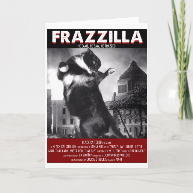 Godzilla Cat Greeting Card (Front)