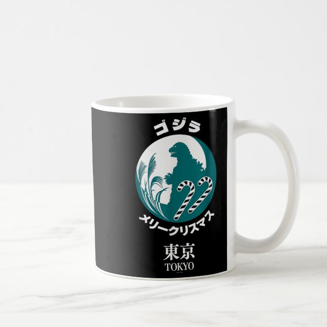 Godzilla Merry Christmas Tokyo Illustration Retro  Coffee Mug (Right)
