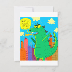 Godzilla Questions Life Card