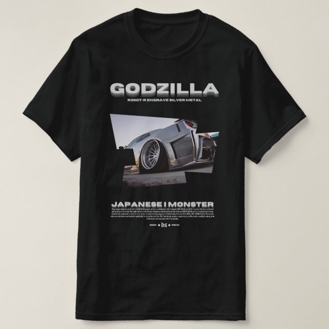 GODZILLA SILVER METAL | T-SHIRT BLACK (Design Front)