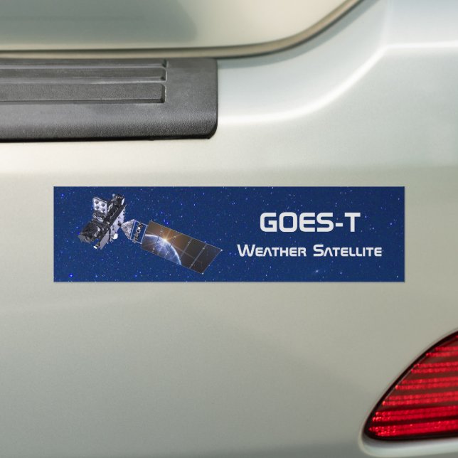 GOES-T Weather Satellite Bumper Sticker (On Car)