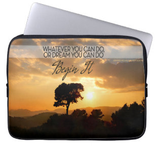 Goethe Inspirational Quote "Begin it" Laptop Sleeve
