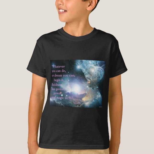 Goethe Quote with Nebula T-Shirt (Front)