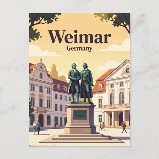 Goethe-Schiller Monument, Weimar, Thuringia, Germa Postcard (Front)