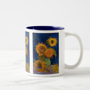 Gogh , 5 Sunflowers Two-Tone Coffee Mug