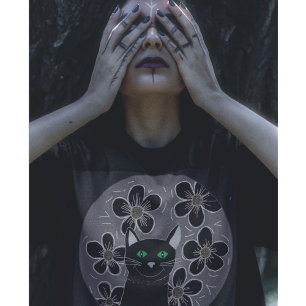 Gogh cat whimsigogh black cats flowers T-Shirt