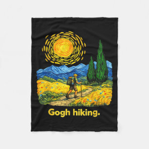 Gogh Hiking Funny Outdoorsy Night Sky Artist Art Fleece Blanket