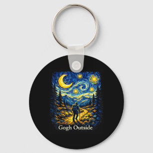 Gogh Outside Starry Night Hiker Nature Art Key Ring