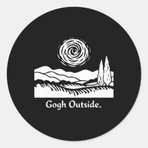 Gogh Outside Starry Night Nature Lover Inspiration Classic Round Sticker