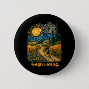 Gogh Riding Funny Cycling Night Sky Artist Art 6 Cm Round Badge