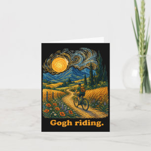Gogh Riding Funny Cycling Night Sky Artist Art Card