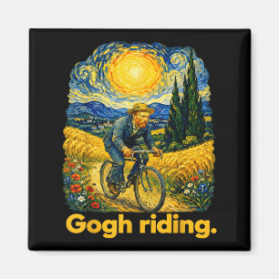 Gogh Riding Funny Cycling Night Sky Artist Art Magnet