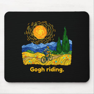 Gogh Riding Funny Cycling Night Sky Artist Art Mouse Pad
