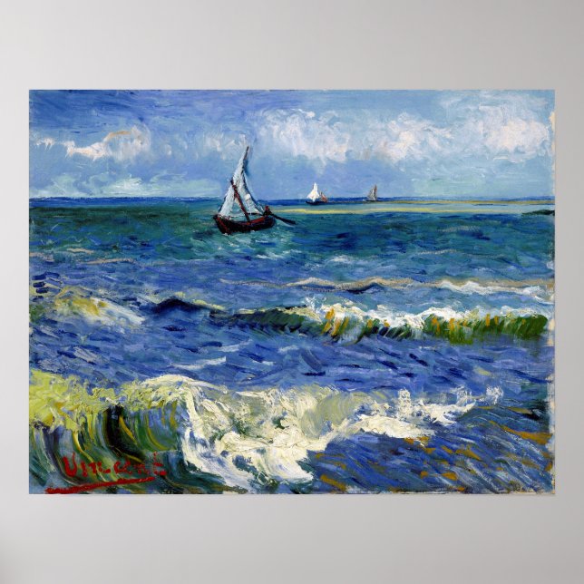 Gogh Seascape near Les Saintes-Maries-de-la-Mer Poster (Front)