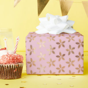 Goid Foil Daisies On Pink Wrapping Paper