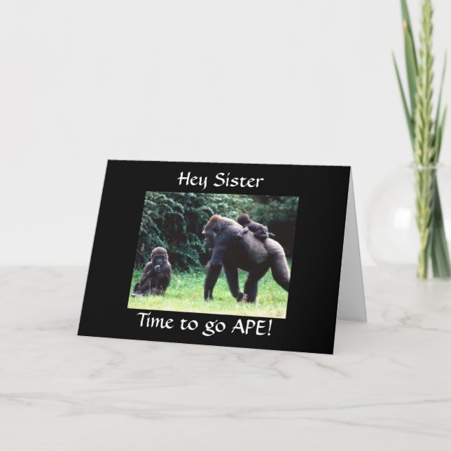 GOING APE "HAPPY 70th BIRTHDAY SISTER" CARD (Front)