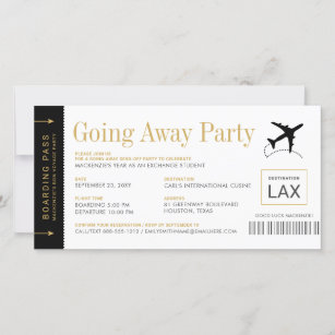 Going Away Party Boarding Pass Ticket Invitation