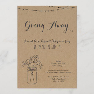 Going Away Party Invitation   Rustic Kraft Paper