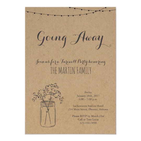 Going Away Party Invitation | Rustic Kraft Paper