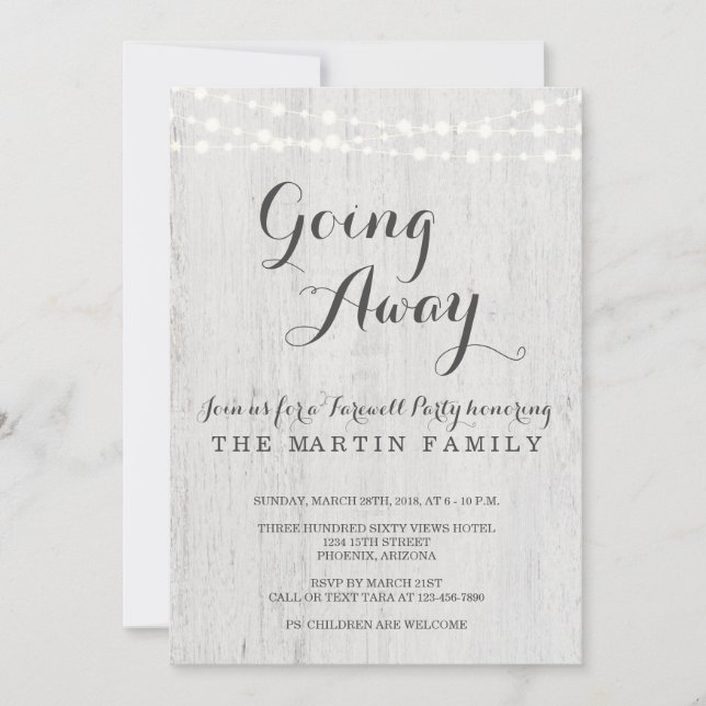 Going Away Party Invitation | Rustic Romantic (Front)
