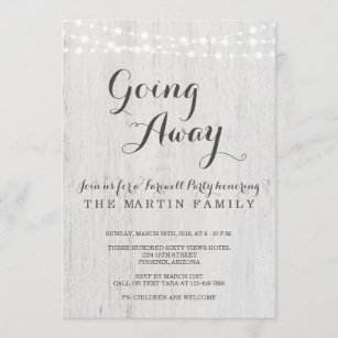 Going Away Party Invitation   Rustic Romantic