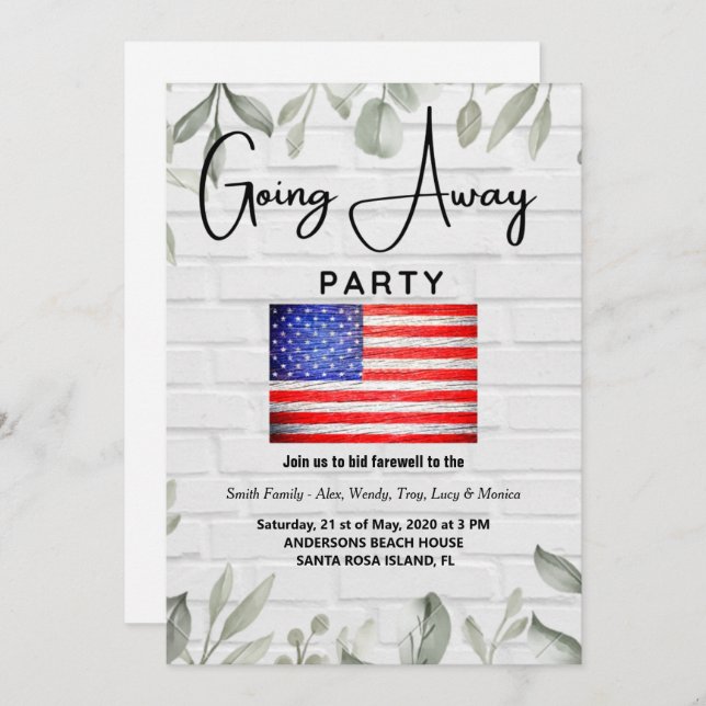 going away party invitations (Front/Back)