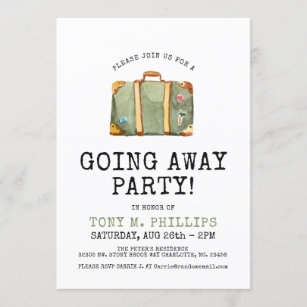 Going Away Party Travel Suitcase Invite