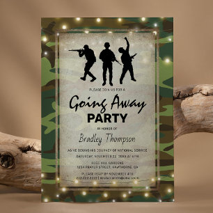 Going Away Soldier Vintage Camouflage Invitation