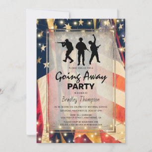 Going Away Soldier Vintage Patriotic Flag Invitation