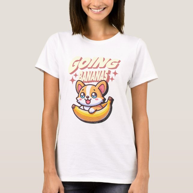 Going Bananas Funny Cute Corgi T-Shirt (Front)