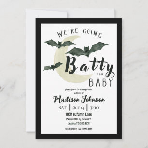 Going Batty For Baby Fall October Baby Shower  Invitation