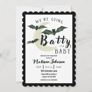 Going Batty For Baby Fall October Baby Shower  Invitation