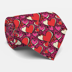 Going Bold Pinky Pink and Juicy Red Pop-Art Heart  Tie