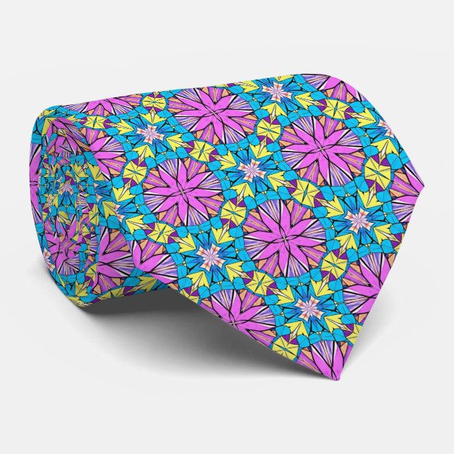 Going Bold Vibrant Geometric Kaleidoscope Tie (Rolled)