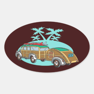 Going CAmping in my Woody Oval Sticker