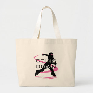 Going Down Pink Catcher Softball Large Tote Bag