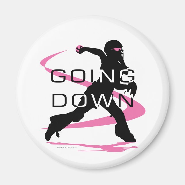 Going Down Pink Catcher Softball Magnet (Front)