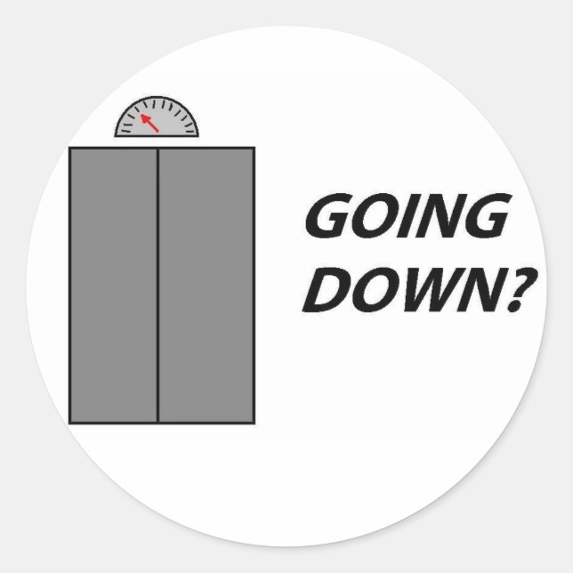 Going Down round button Classic Round Sticker (Front)