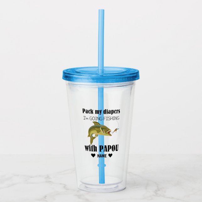 going fidhing with papou acrylic tumbler (Front)