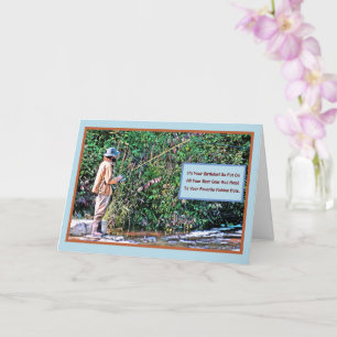 GOING FISHING/HAPPY BIRTHDAY/FISHERMAN ON RIVER BA CARD
