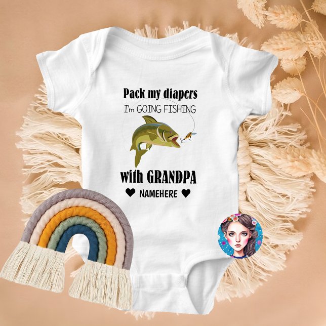 Going Fishing with Grandpa Baby Bodysuit (Going Fishing with Grandpa Baby Bodysuit)