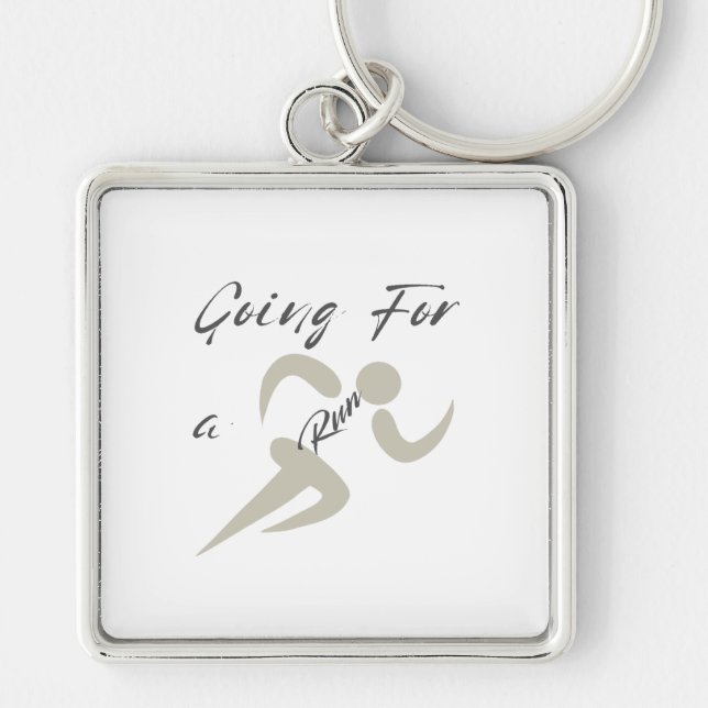 Going For a Run, Minimalist Runner Hobby Gift Key Ring (Front)