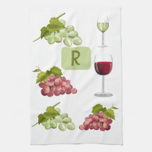 Going Gaga Over Grapes Tea Towel