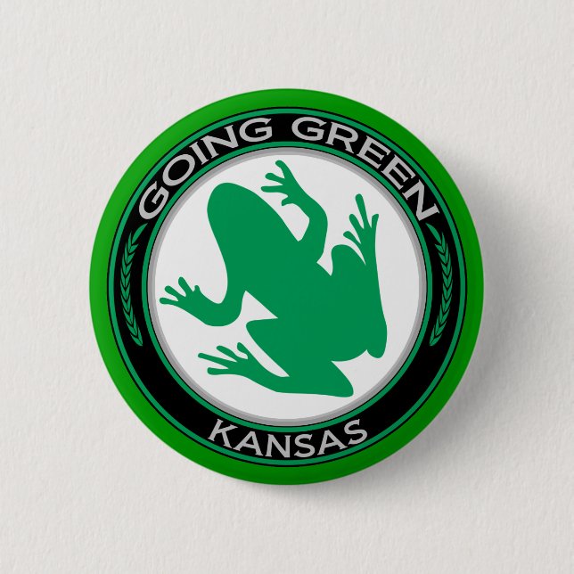 Going Green Kansas Frog 6 Cm Round Badge (Front)